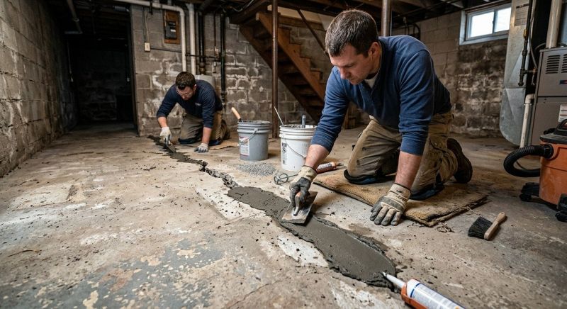 Cracked Basement Floor Repair in Columbus, GA