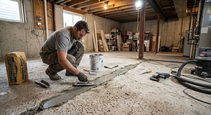 Cracked Basement Floor Repair in Columbus, GA